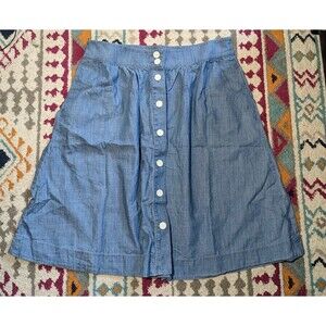 Coastal Grandma Cottagecore Chambray Button Front Skirt Talbots‎ 16 Petite